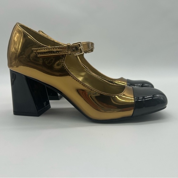Worthington Wor Larcie Gold Multi Mary Jane Block Heels | Size 7M | NWB| Vegan - Picture 3 of 12